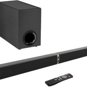 MZEIBO Sound bar with Subwoofer, 120W Bluetooth 5.0 TV Soundbar Home Theater System with Wired Subwoofer, Deep Bass Audio System with BT/ARC/Optical/AUX Connection for TV PC