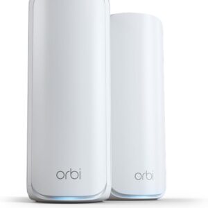 NETGEAR Orbi 770 Series Tri-Band WiFi 7 Mesh Network System (RBE772) - Router + 1 Satellite Extender, Security Features, Up to 11Gbps, Covers up to 5,500 sq.ft., 100 Devices, 2.5 Gig Internet Port