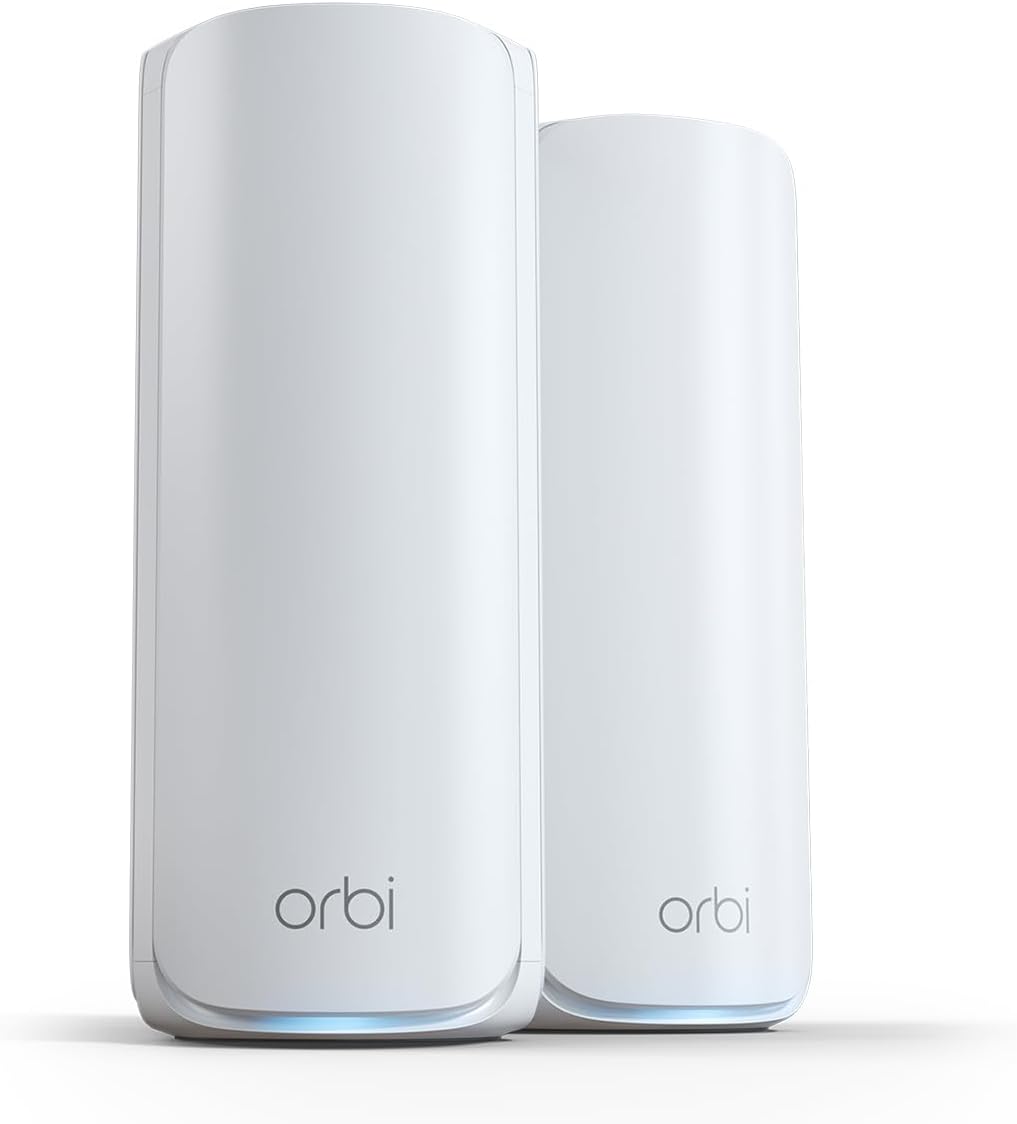 NETGEAR Orbi 770 Series Tri-Band WiFi 7 Mesh Network System (RBE772) - Router + 1 Satellite Extender, Security Features, Up to 11Gbps, Covers up to 5,500 sq.ft., 100 Devices, 2.5 Gig Internet Port