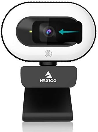 nexigo streamcam n930e with software, 1080p webcam with ring light and privacy cover, auto focus, plug and play, web camera for online learning, zoom meeting skype teams, pc mac laptop desktop