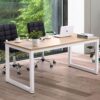 NSdirect Modern Computer Desk 63 Inch Large Office Desk, Writing Study Table for Home Office Desk Workstation Wide Metal Sturdy Frame Thicker Steel Legs, White