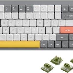 nuphy Air96 V2 Wireless Mechanical Keyboard,100 Keys RGB Backlit Keyboard,Supports Bluetooth 5.1,2.4G and Wired Connection,for PC/Laptop/Windows/Mac -Grey Gateron Moss Switch