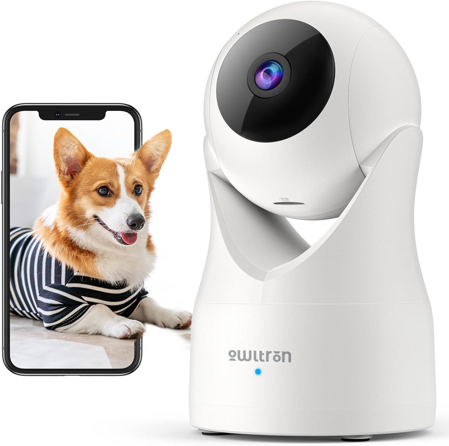 owltron Indoor Security Camera 2K, 360° Cameras for Home Security with Motion Detection, 2.4G WiFi for Baby/Pet/Nanny/Camara with Night Vision, Siren Alarm & 2-Way Audio, Compatible with Alexa