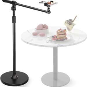 Phone Floor Stand, Overhead Phone Mount with Extendable Horizontal Arm & Remote, 360° Rotatable Extension Arm, Adjustable Tripod Stand for iPhone17, Video Recording, Photography, Live Streaming