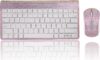 Pink Colorful Bling Luxury Crystal Rhinestone 2.4G Wireless Keyboard Mouse Sets for Laptop Computer, Cute Mouse for Girls - AB Pink