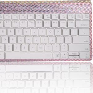 Pink Colorful Bling Luxury Crystal Rhinestone 2.4G Wireless Keyboard Mouse Sets for Laptop Computer, Cute Mouse for Girls - AB Pink