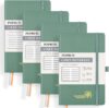 POPRUN Lined Journal Notebook for Women & Men, 4 PCS Medium Size 5.25''x 8'', 120GSM Thick Paper, 128 Numberd Pages, Hardcover, Index Tabs, College Ruled Notebook for Work - Midnight Green