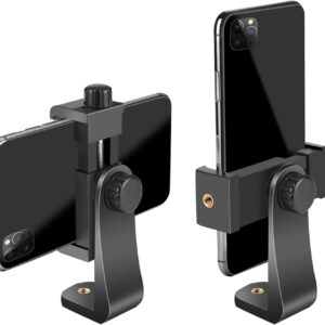 Premium Smartphone Holder/Vertical and Horizontal Tripod Mount Adapter Rotatable Bracket with 1/4 inch Screw/Adjustable Clip for iPhone, Android Cell Phone, Selfie Stick, Camera Stand