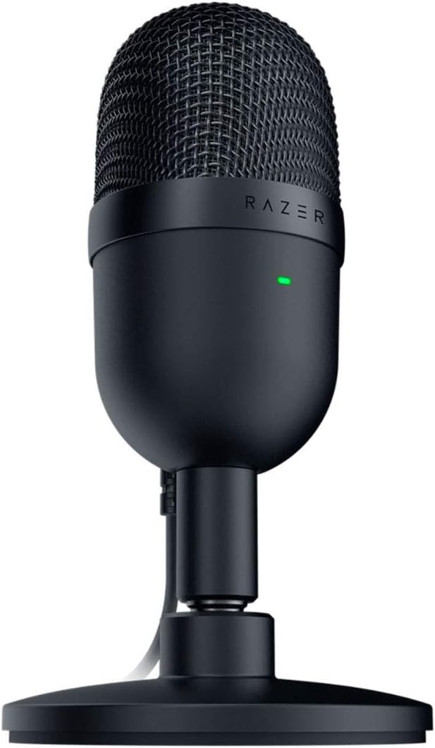 razer seiren mini usb condenser microphone: for streaming and gaming on pc professional recording quality precise supercardioid pickup pattern tilting stand shock resistant classic black