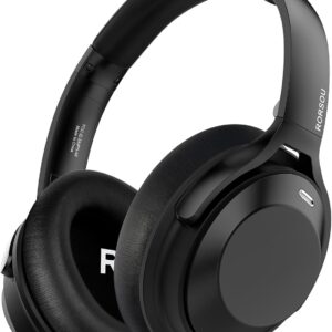 RORSOU A6 Hybrid Active Noise Cancelling Headphones with Transparent Modes, Wireless Over Ear Bluetooth Headphones with Mic, HiFi Stereo Headset with Low Latency, Memory Foam Ear Cups, Black