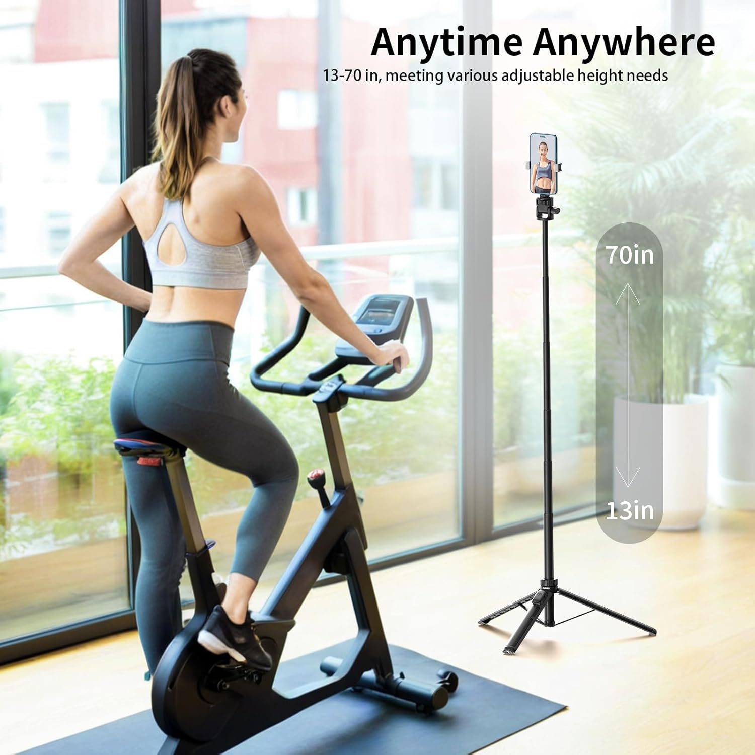 selfie stick tripod for iphone and android, 70" camera tripod stand for phone with remote, universal phone holder, action camera adapter for selfies video recording