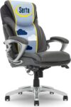 Serta Bryce Executive Office Chair, Ergonomic Computer DeskChairs with Patented AIR Lumbar Support, Comfy Body Pillows, Height Adjustable, Swivel Base with Wheels, Bonded Leather, Gray