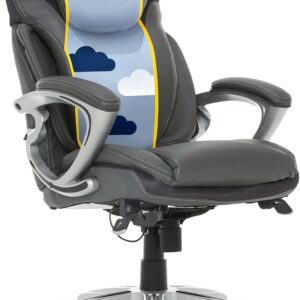 Serta Bryce Executive Office Chair, Ergonomic Computer DeskChairs with Patented AIR Lumbar Support, Comfy Body Pillows, Height Adjustable, Swivel Base with Wheels, Bonded Leather, Gray
