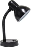 Simple Designs LD1003-BLK Basic Metal Desk Lamp with Flexible Hose Neck for Office, Living Room, Bedroom, College Dorm, Bookshelf, Black