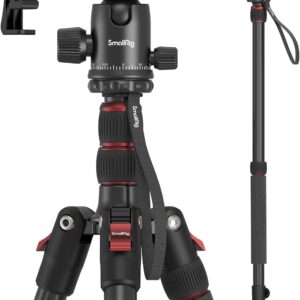 SmallRig Camera Tripod, 71" Foldable Aluminum Tripod/Monopod, 360°Ball Head Detachable, Payload 33lb, Adjustable Height from 16" to 71" for Camera, Phone
