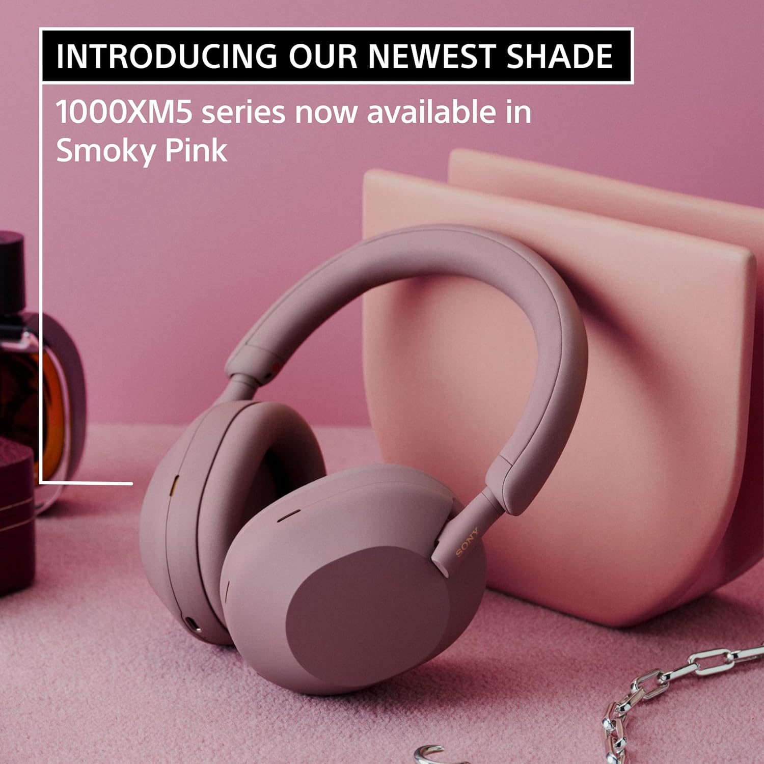 sony wh 1000xm5 premium noise canceling wireless headphones, auto nc optimizer, 30 hour battery, alexa voice control, smoky pink