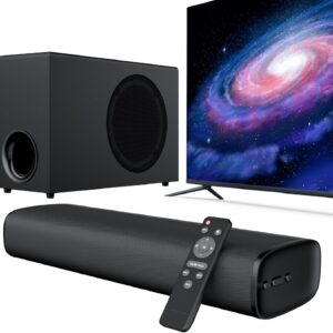 Sound Bar for Smart TV with Subwoofer, Bluetooth Sound Bar for Smart TV, Mini Soundbar with ARC/Optical/AUX/Bluetooth Connect, Surround Sound System for TV/PC/Gaming/Projectors