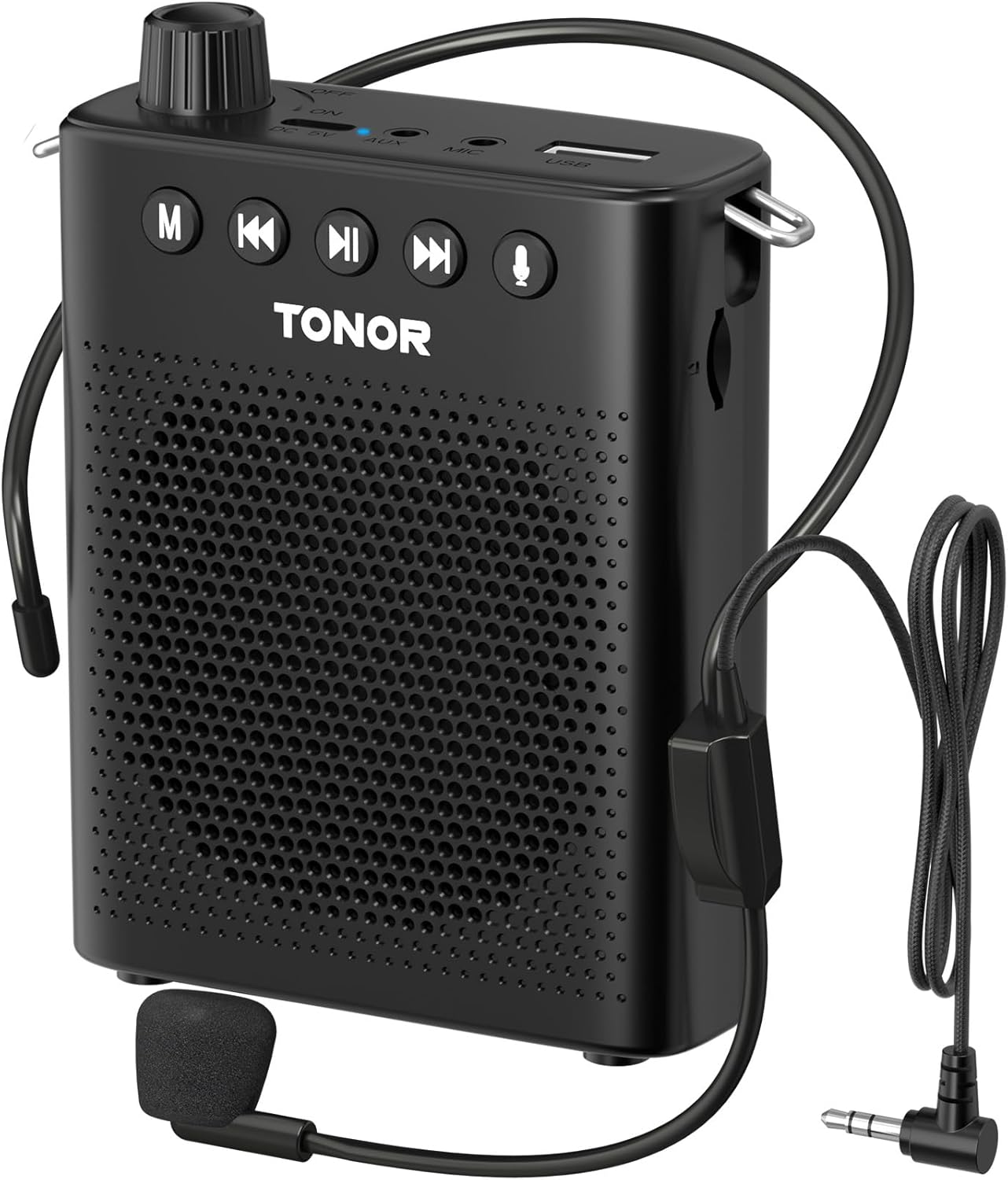TONOR Portable Voice Amplifier for Teachers, Rechargeable Mini Pa System with Wired Headset Microphone and Waistband, Megaphone Speaker for Classroom, Training, Yoga, Speech, Meeting, Tour Guides K10
