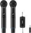 TONOR Rechargeable Wireless Microphones, Metal Bluetooth Handheld Cordless Mic System with Receiver, 2x25 UHF Professional Dynamic Mic for Karaoke, Church, Singing, Wedding, Meeting, DJ, 328ft TW720