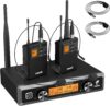TONOR UHF Wireless Microphones System with Headset/Lavalier Lapel Mics, Bodypack Transmitter, Receiver, 2*15 Channels, 200ft Range for Live Singing Karaoke Church Party DJ PA Speaker Mixer Recording