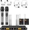 TONOR UHF Wireless Microphones System with Metal Cordless Handheld/Headset/Lavalier Lapel Mics, Bodypack Transmitter, Receiver, 4*10 Channels 295ft Range for Singing Karaoke Church Party DJ PA Speaker