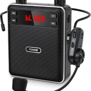 TONOR Voice Amplifier Wireless Microphone 25W, Portable Voice Amplifier for Teachers with Bluetooth Headset Mic, Portable Speaker Megaphone for Classroom, Training, Teaching, Yoga, Meeting, Speech K12