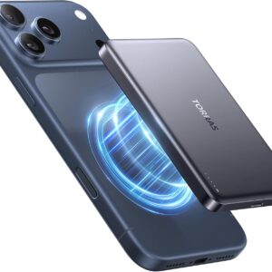 TORRAS MiniMag Power Bank,Ultra-Slim 10,000mAh Magnetic Wireless Portable Charger, 22.5W Fast Charging iPhone Air MagSafe Battery Pack Designed for iPhone 17 Pro Max/17 Pro/Air/16/15/14/13/12, Gray