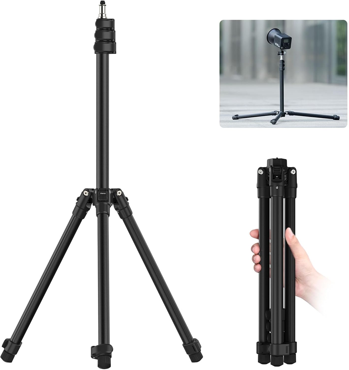 Ulanzi TT43 Extendable Photography Light Stand, Adjustable 6.23ft Aluminum Tripod, Reversible Portable Studio Lighting Tripod for Continute Output Lighting/Strobe Light/Webcams/Cameras/Softbox