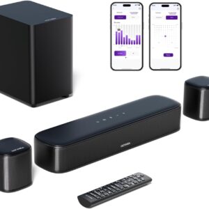ULTIMEA 5.1ch Sound Bar with Subwoofer, Home Theater Virtual Surround Sound System for TV, Soundbar with App Control, 2 Surround Speakers, Opt/AUX, Peak Power 250W, Aura A30