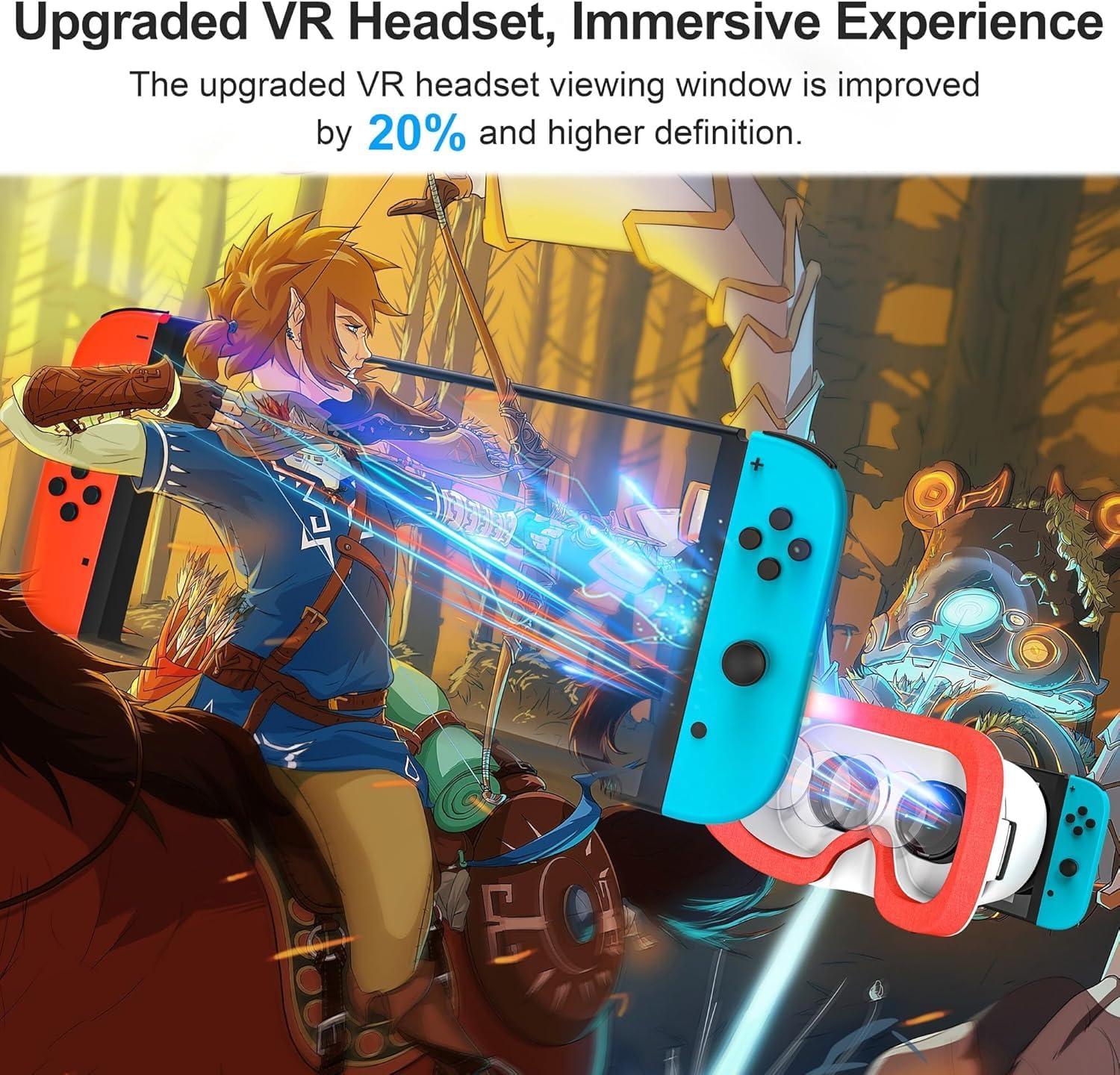 upgraded vr headset for nintendo switch & switch oled model, switch vr glasses with adjustable hd lenses and comfortable head strap, labo vr kit 3d goggles for switch accessories (white&blue)