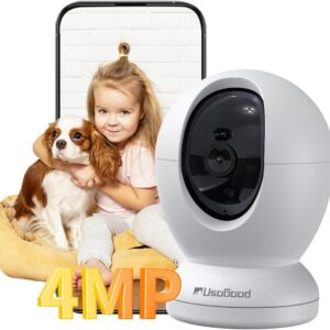 usogood 2.5K Indoor Camera for Home Security, 360°Pet Camera Indoor with Phone App,Support 5G/2.4Ghz Wifi,Dog Camera with Speaker, Auto Motion Tracking Detection,2-Way Audio,Works with Alexa,Best Gift