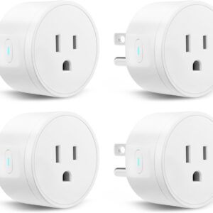 VEVOR Smart Plug, WiFi Smart Outlet Compatible with Alexa and Google Home, WiFi Plugs with Scheduling, App Control & Timer Function, 2.4GHz Wi-Fi Only, 15Amp, No Hub Required, White (4 Pack)