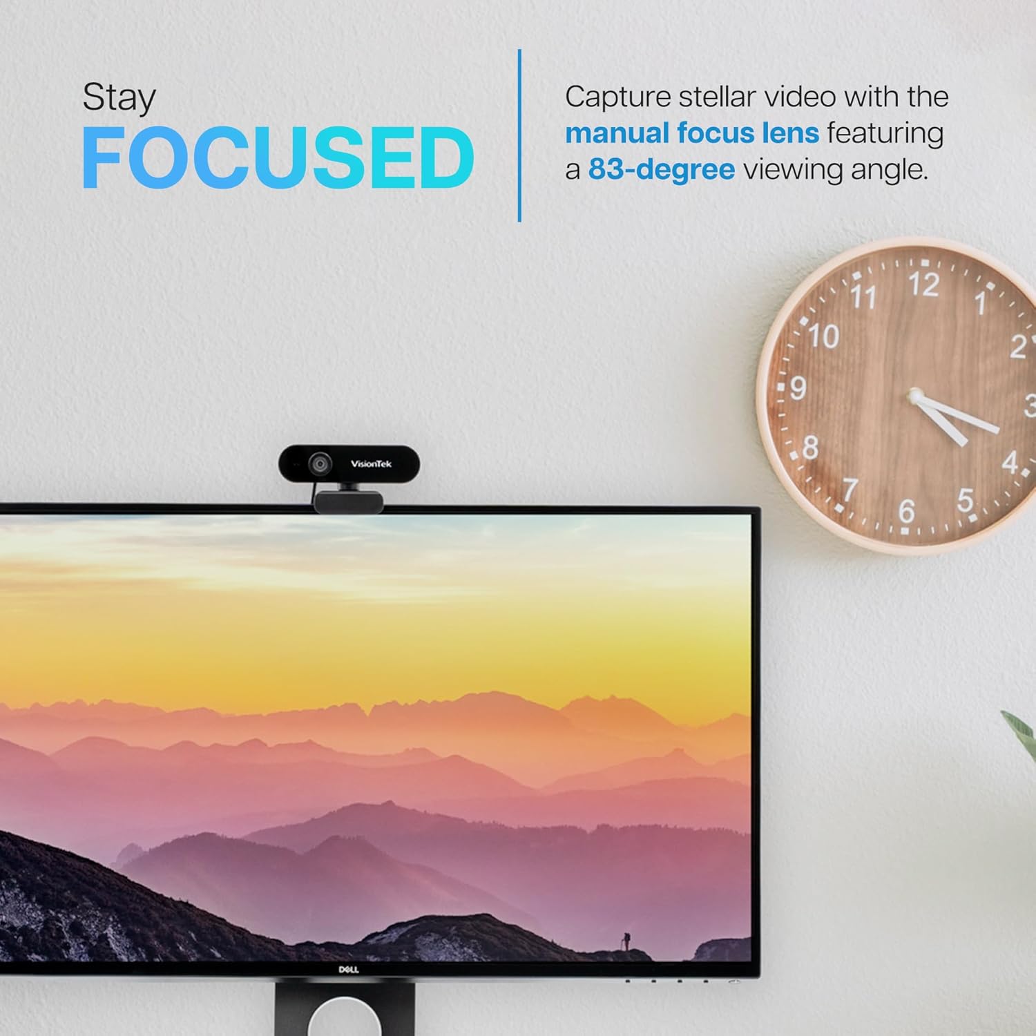 visiontek vtwc30 premium full hd (1080p 30fps) webcam, for windows, mac, linux, & chromebook with digital dual microphones, manual focus lens, privacy cover, 83 degree viewing angle