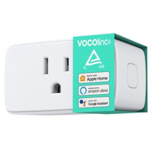 VOCOlinc Homekit Smart Plug Works with Alexa, Apple Home, Google Assistant, WiFi Smart Plug That Work with Alexa, Electrical Timer Outlet Support Siri, No Hub Required, 15A, 2.4GHz, 110～120V 1 Pack