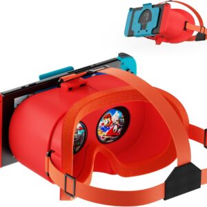 VR Headset for Nintendo Switch & Switch OLED, Upgraded Switch Virtual Reality Glasses with Adjustable HD Lenses and Comfortable Head Strap, Labo VR Kit 3D Goggles for Switch Accessories