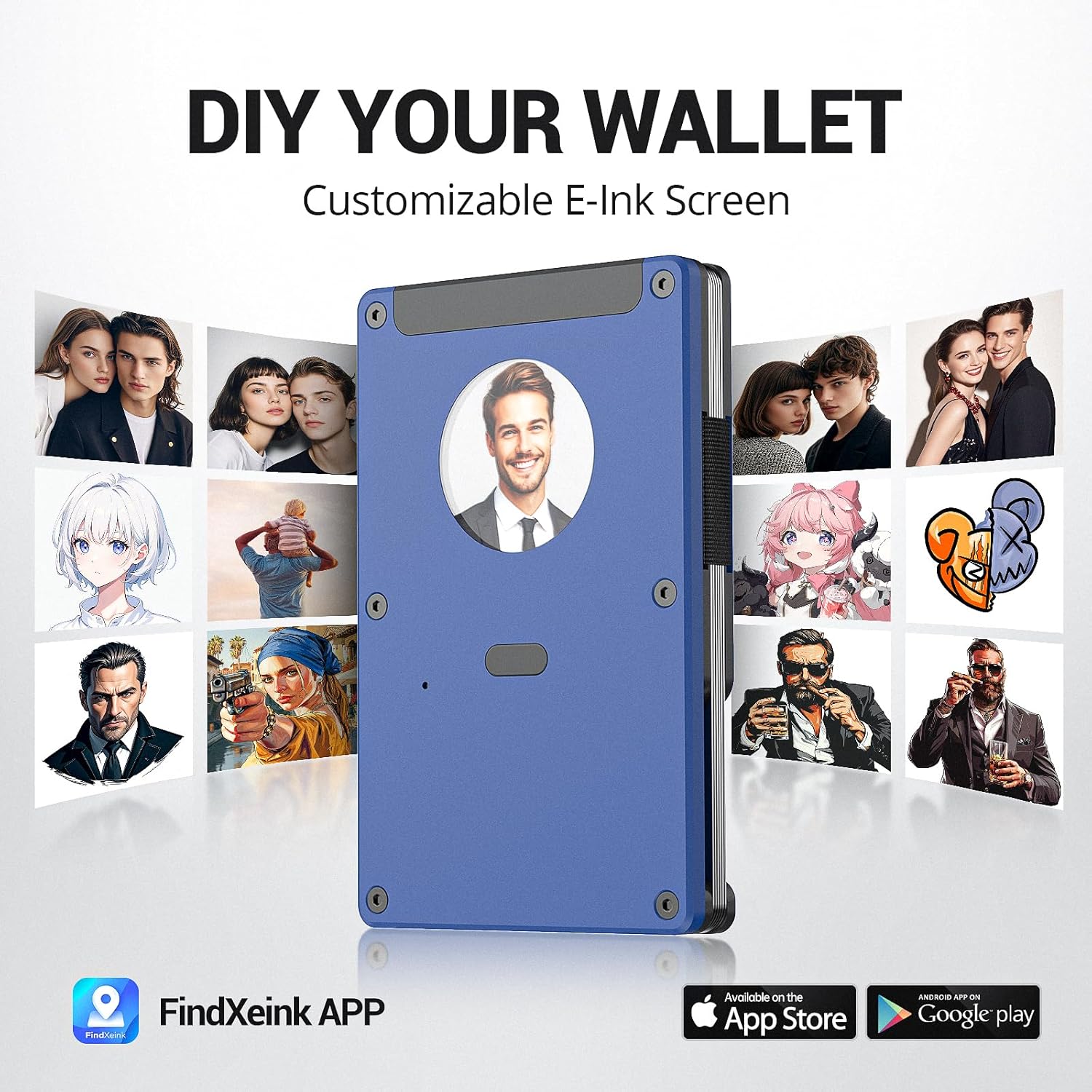 wallet with tracker for men, build in find my tracker secure wallets (ios only) with personalized electronic photo text information, slim rfid blocking credit card holder