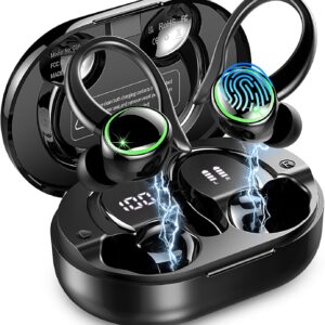 Wireless Earbuds, Bluetooth 5.4 Headphones Sports, 50H Playback Over-Ear buds with ENC Noise Cancelling Mic, Deep Bass Fitness Earphones with Earhooks, IP7 Waterproof Headset for Running Workout Gym