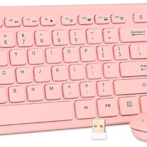 Wireless Keyboard and Mouse Combo - Rii Standard Office PC Keyboard and Optical Wireless Mice (Pink)