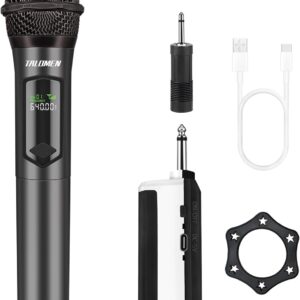 Wireless Microphone,Professional Handheld Cordless Dynamic Mic System with Rechargeable Receiver(160 Ft),Karaoke Microphone Set for Singing,Karaoke,Wedding,DJ,Party,Speech,Church,PA,K60-1