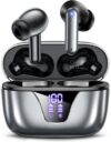 ZIUTY Wireless Earbuds Bluetooth Headphones, 50H Playtime Ear Buds with Mic, LED Digital Display Charging Case, IPX7 Waterproof, Deep Bass Stereo, in-Ear Earphone for iPhone Andriod Phone