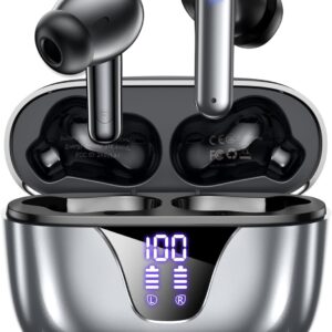 ZIUTY Wireless Earbuds Bluetooth Headphones, 50H Playtime Ear Buds with Mic, LED Digital Display Charging Case, IPX7 Waterproof, Deep Bass Stereo, in-Ear Earphone for iPhone Andriod Phone