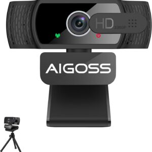 1080P Full HD Webcam with Microphone and Rotatable Tripod, Web Camera, 95° Wide Angle, Privacy Cover,Plug&Play USB Web Cam for Laptop PC, Zoom/Skype/Teams, Conferencing and Video Calling