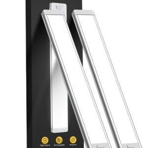 10inch Under Cabinet Lighting, 2 Pack Rechargeable Motion Sensor Light Indoor, 5 Levels Dimmable Magnetic Closet Lights, Wireless Under Counter Lights for Kitchen, Stairs