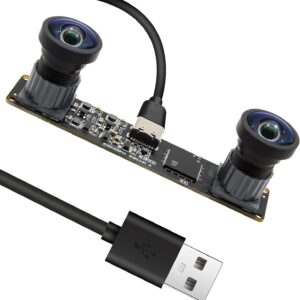 120fps Stereo Camera, 1200P Global Shutter USB Camera Module with Wide Angle Dual Lens, Synchronization for 3D VR Headset, 3D Printer, Motion Tracking