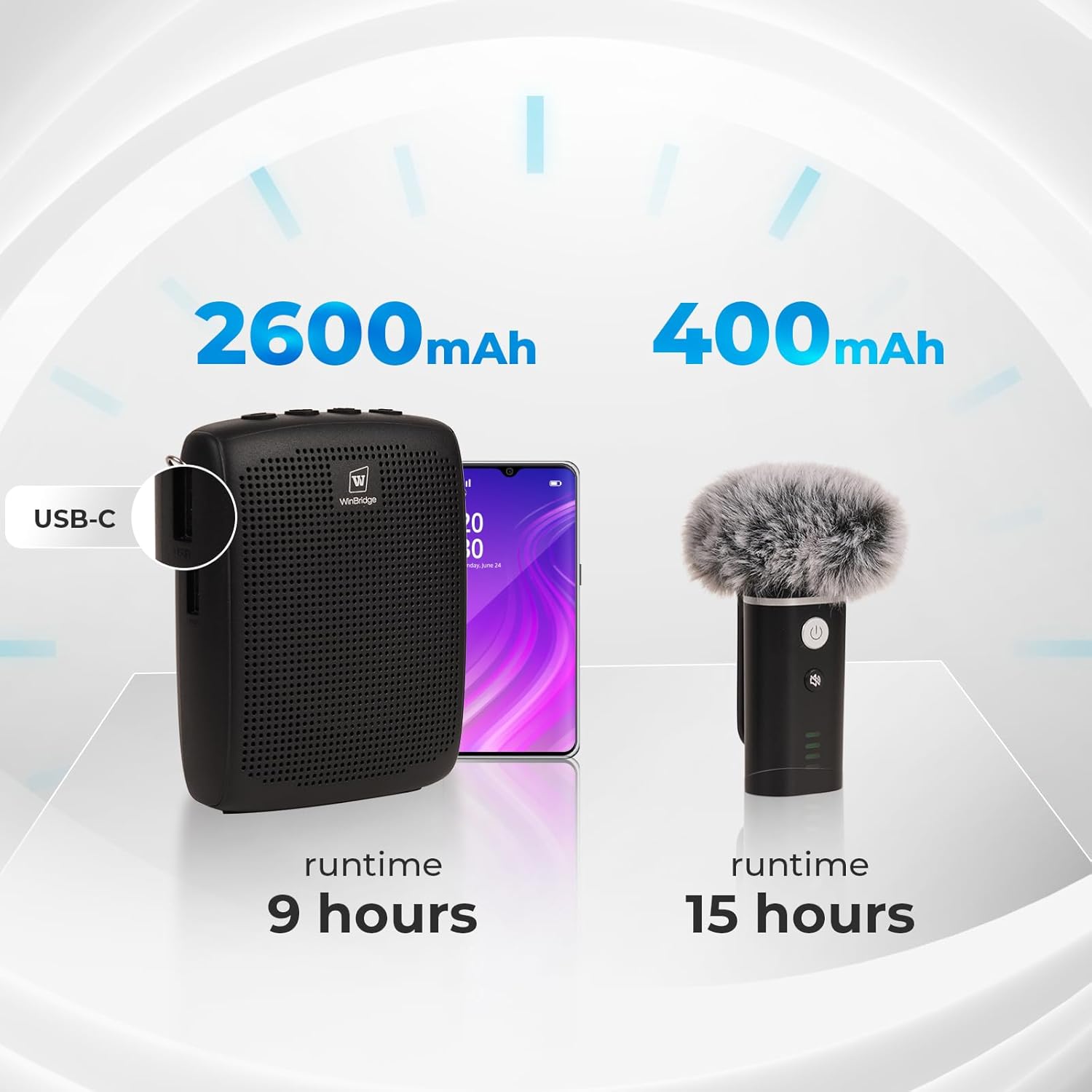 winbridge wb006 upgraded wireless voice amplifier – bluetooth lapel microphone with speaker, windproof foam compact & portable, clip on mic, mini megaphone for teachers presenters, tour guides