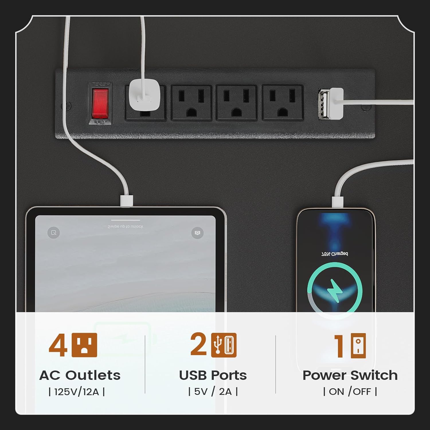 sedeta office desk with 3 drawers, 55" executive computer desk with storage drawers, farmhouse desk with power outlet for home office, white