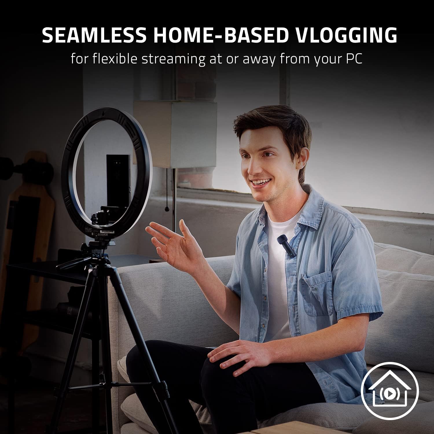 razer seiren bt: bluetooth microphone for mobile streaming (android, iphone/ios) clip on design wireless lavalier lapel omnidirectional mic 2 wind socks 3.5mm port great for vlogging, black