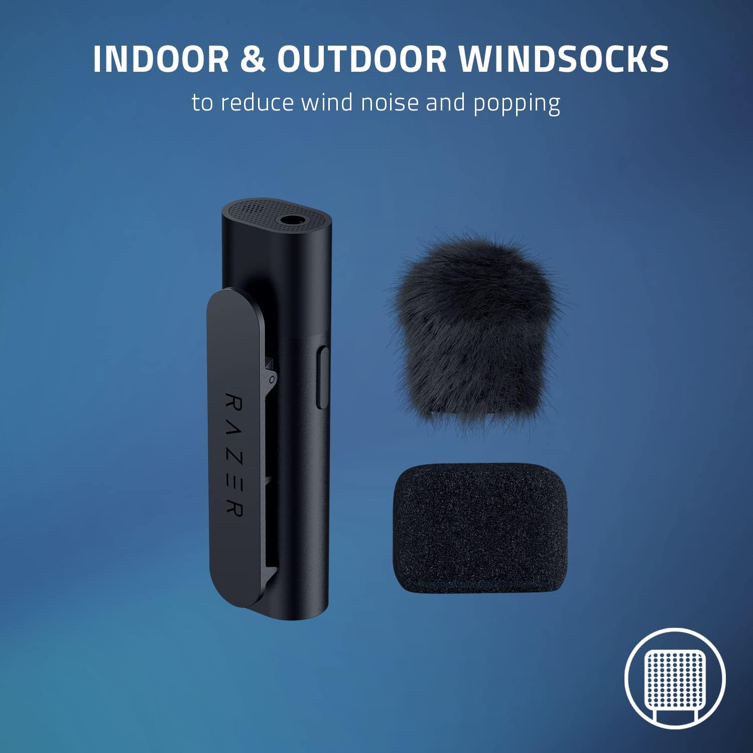 razer seiren bt: bluetooth microphone for mobile streaming (android, iphone/ios) clip on design wireless lavalier lapel omnidirectional mic 2 wind socks 3.5mm port great for vlogging, black