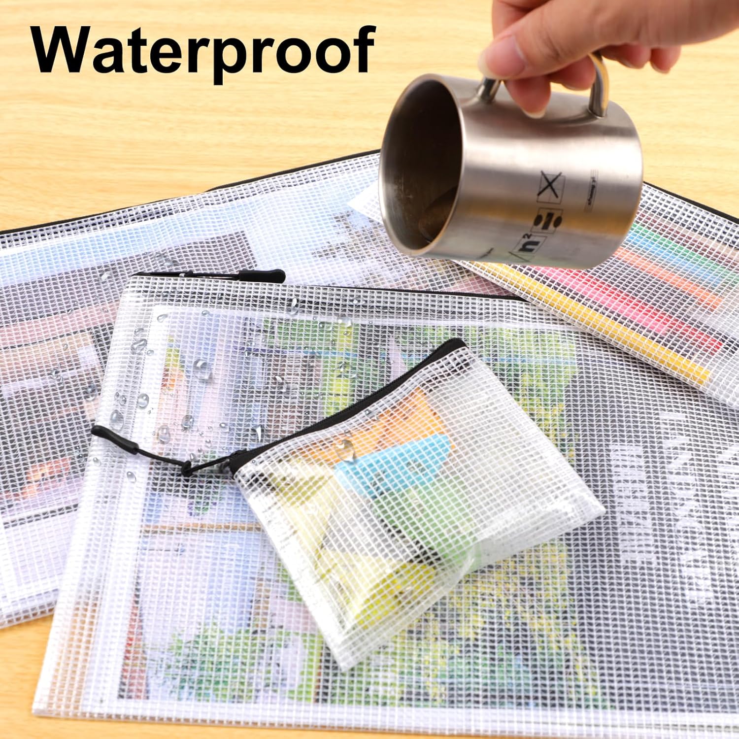 30pcs multisize mesh zipper pouch, yopcdj lego storage organizer, 8 sizes waterproof plastic document pouch, bags for travel storage, game, office supply and home organize