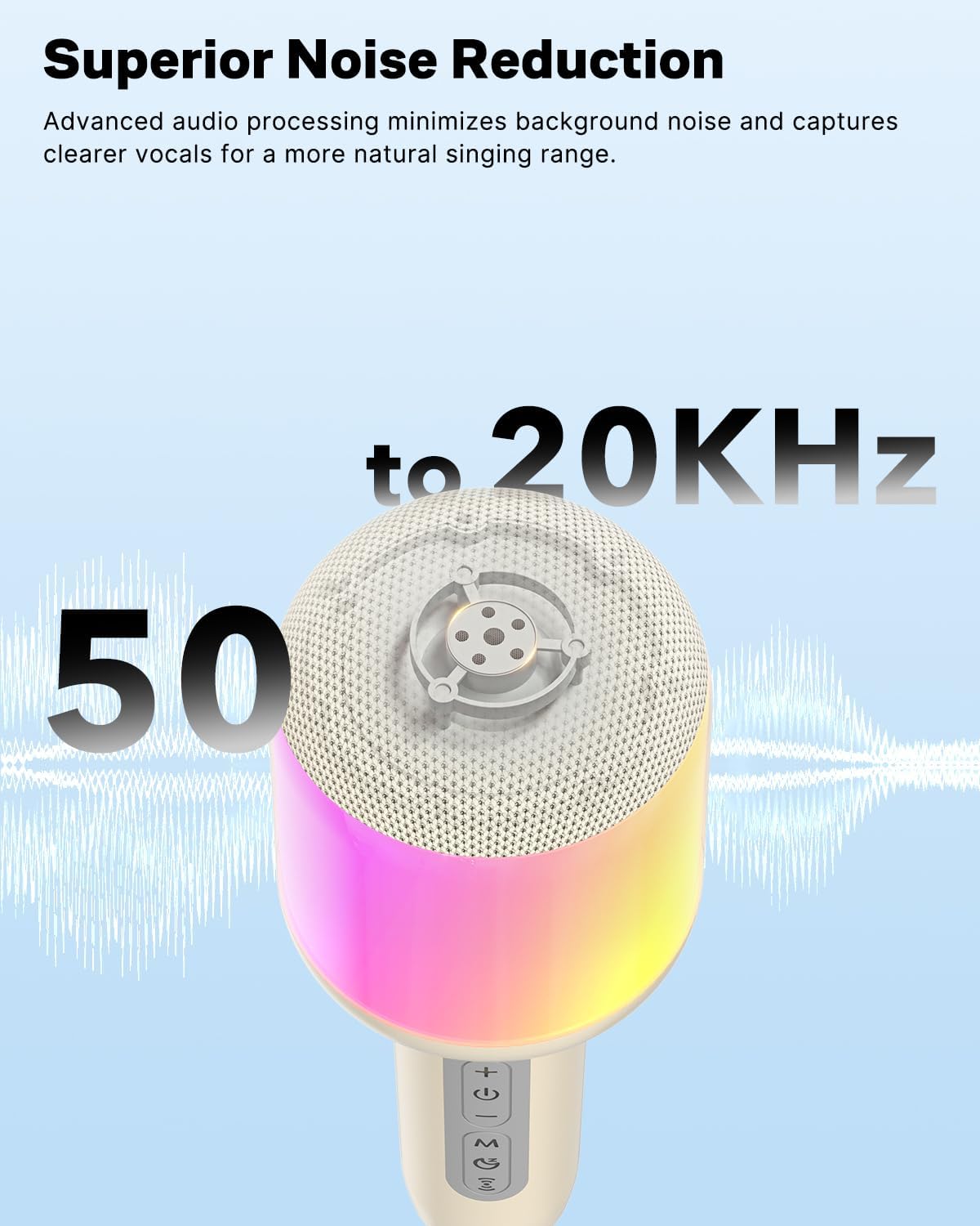 wireless bluetooth karaoke microphone with dynamic lights, portable handheld mic, 6 sound effects, 10h battery, perfect for kids singing, home parties, duet gift idea, works with all smartphones